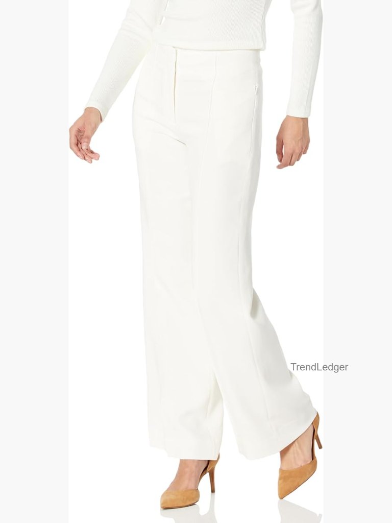 High Rise Straight Leg Crepe Trousers, Regular Fit, Flat Front, Slacks